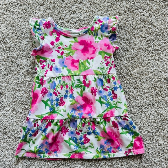 Girls Floral Tiered Everyday Dress short sleeve ruffle dress size 18-24 months - Picture 4 of 9